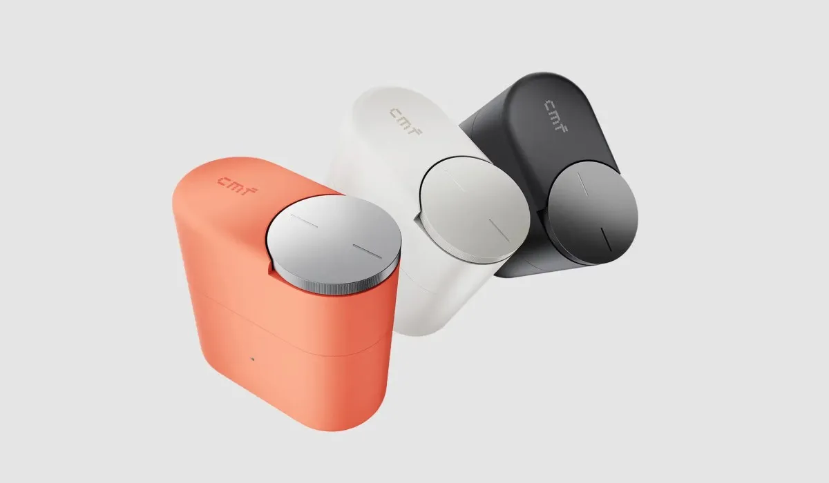 CMF Clip Pro in Coral, Light Grey, and Dark Grey