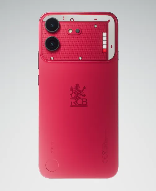 The Phone (4b) RCB edition. Source: [[https://x.com/nothingindia/status/2072636519098220562|Nothing India via X]]