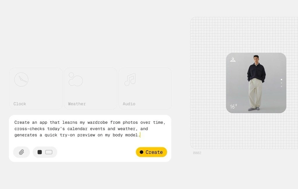 A screenshot of the Essential Apps designer. Source: [[https://nothing.community/d/43142-our-first-step-towards-an-ai-native-operating-system|Rob via nothing.community]]